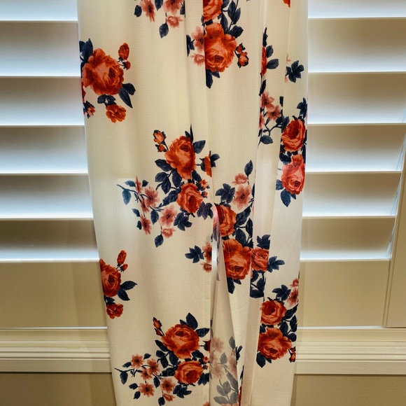 SOLD Dotti Size 8 Floral Off Shoulder Ruffle Dress Lined w/ Split - Picture 5 of 10